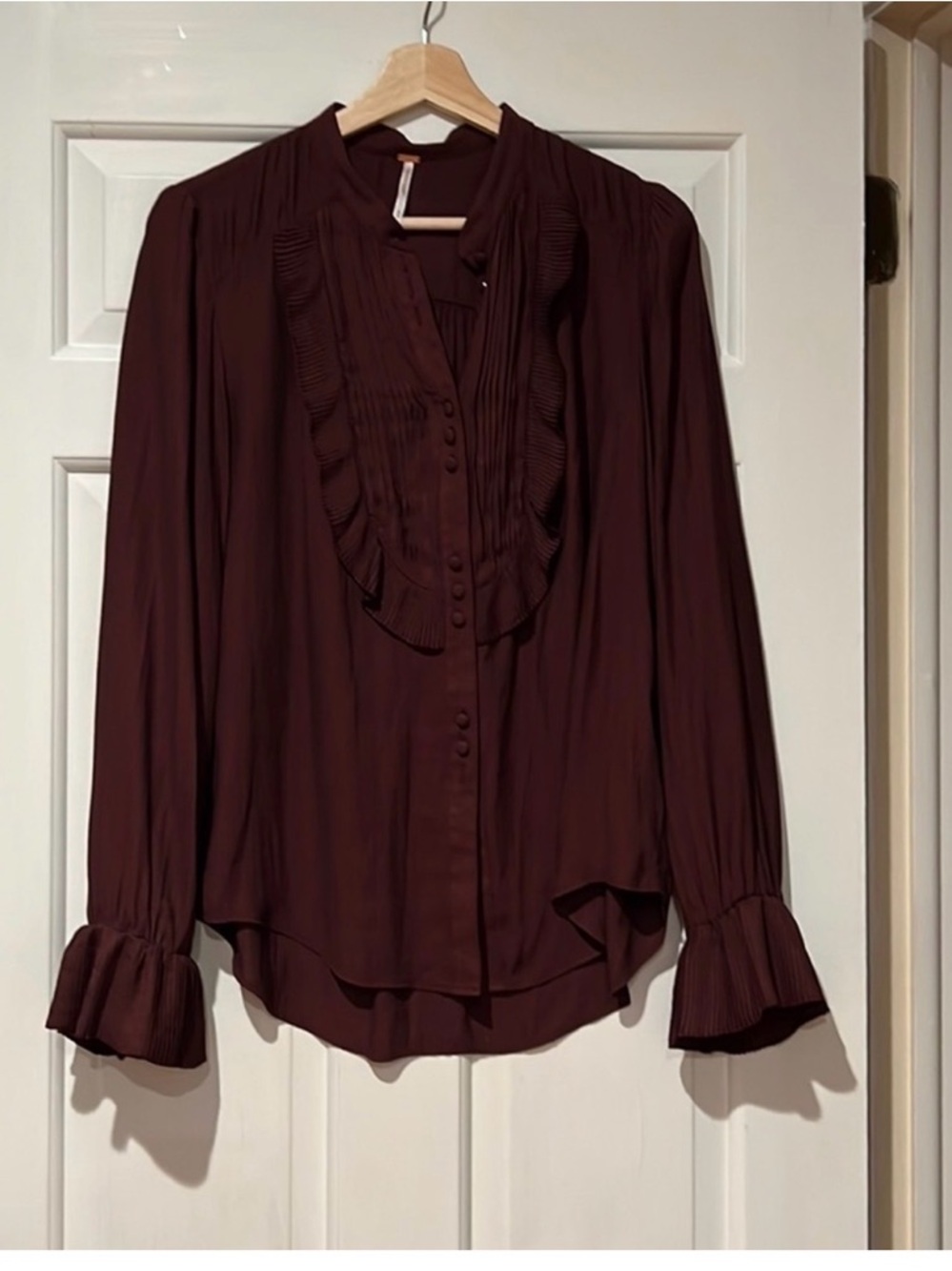 Free People ruffle & pleating blouse
